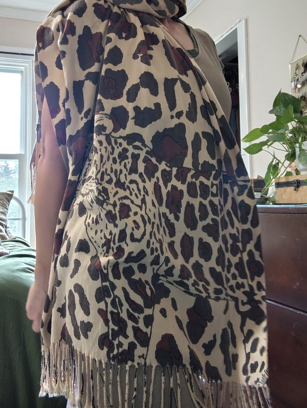 Large Leopard Print Scarf Or Throw
